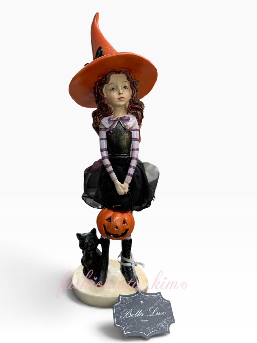Bella Luxx Orange & Black Witch Figurine with Purple Accents